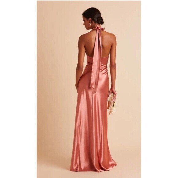 NWT  Birdy grey monica halter maxi dress shiny satin terracotta Womens Size XXL - Picture 3 of 11